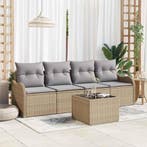 vidaXL Tuinbank Set 5 pcs Beige en Grijs Poly rattan, staal, Verzenden