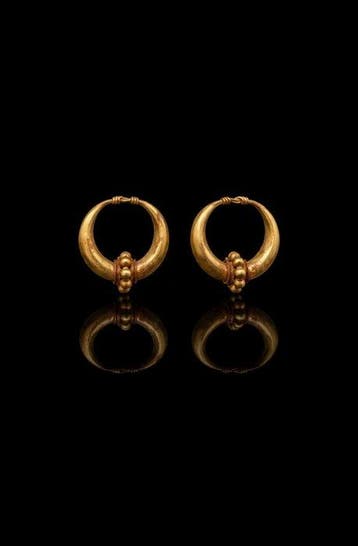 Hellenistisch Geel goud Oorbellen - 400–300 v.Chr. Hoge