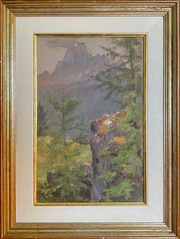 Luigi Calderini (1880-1973) - Paesaggio montano (Alpi Graie), Antiek en Kunst, Kunst | Schilderijen | Klassiek