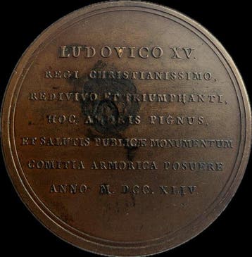 Frankrijk. Bronzen medaille Louis XV in de stad Rennes