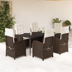 vidaXL 7-delige Tuinset met kussens poly rattan bruin, Verzenden, Nieuw, Tuinset