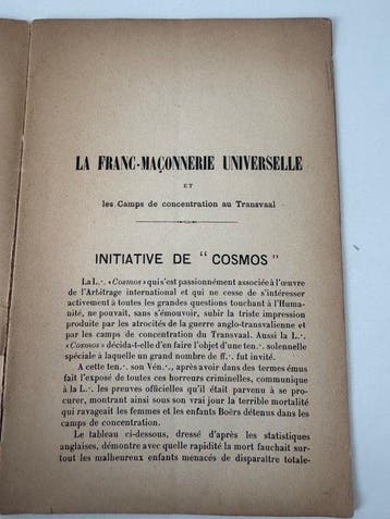 Loge Cosmos - La Franc-Maçonnerie universelle et les Camps