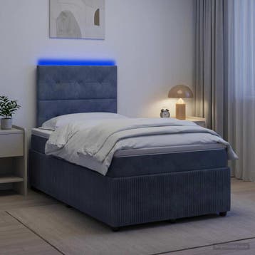 vidaXL LED Boxspringbed met Matras Donkergrijs 120 x 190 cm, Verzenden, Nieuw