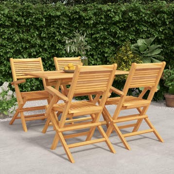 vidaXL 5-delige Tuinset massief teakhout, Verzenden, Nieuw, Tuinset