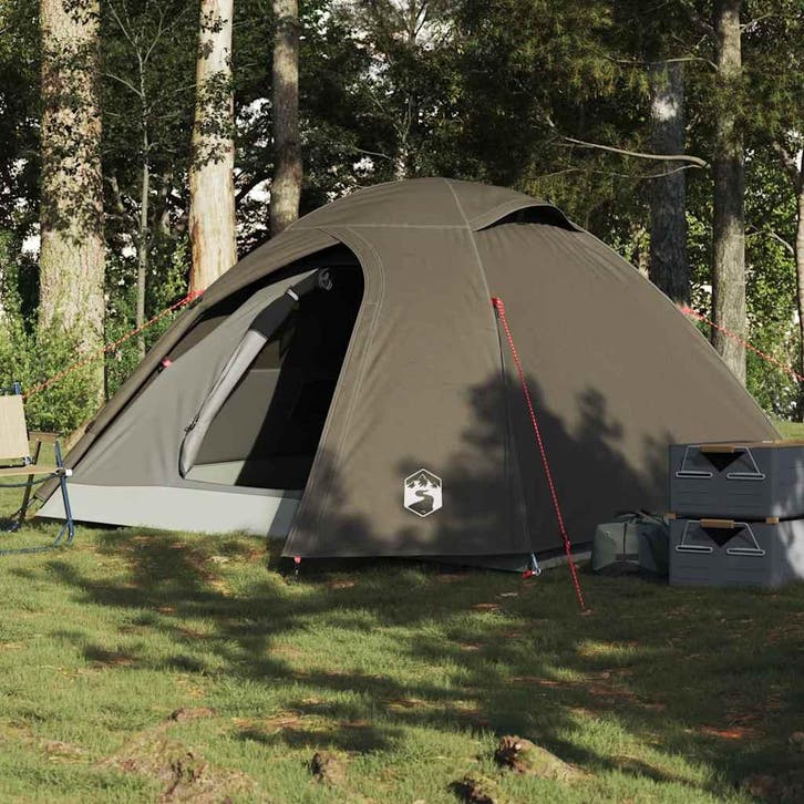 vidaXL Koepeltent 4-persoons waterdicht bruin, Caravans en Kamperen, Tenten, Nieuw, Verzenden