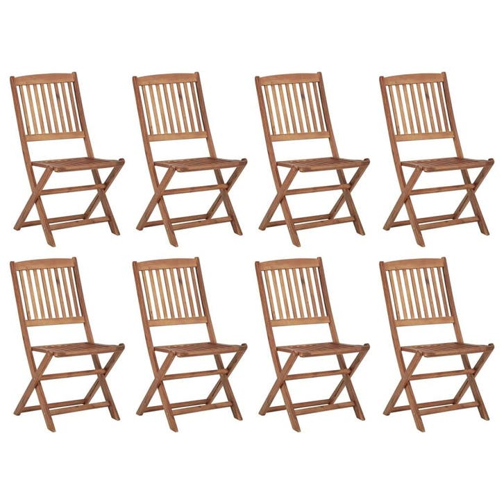 vidaXL Tuinstoelen 8 st inklapbaar massief acaciahout, Tuin en Terras, Tuinstoelen, Nieuw, Verzenden
