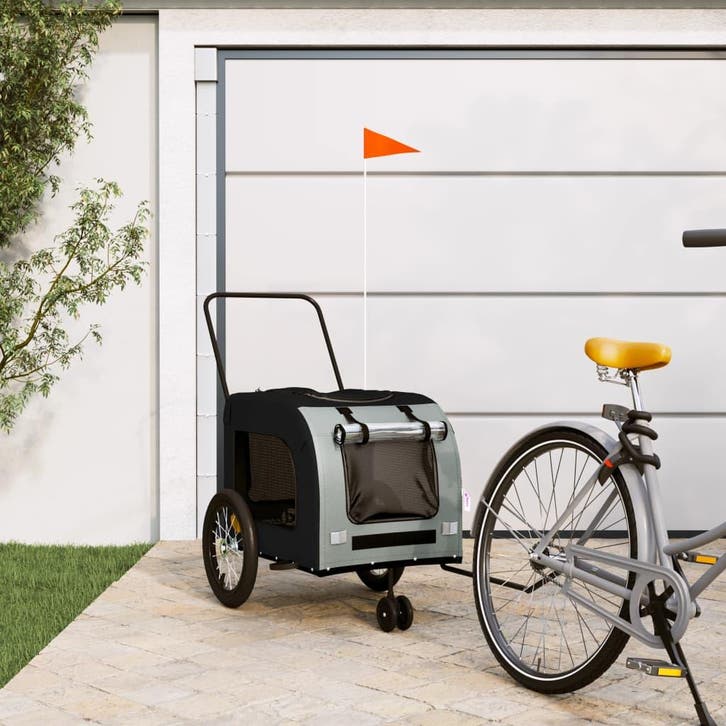 vidaXL Hondenfietstrailer oxford stof en ijzer zwart en, Animaux & Accessoires, Autres accessoires pour animaux, Envoi
