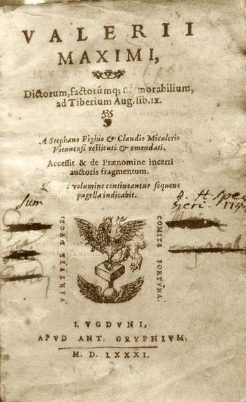Valerio Massimo. - Dictorum, factorumque memorabilium. Libri