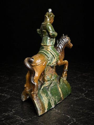 Oud-Chinees, Ming-dynastie Terracotta Sancai-glasuur dakpan
