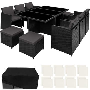 tectake Aluminium rotan zitgroep New York 6+4+1 met bescherm, Verzenden, Nieuw