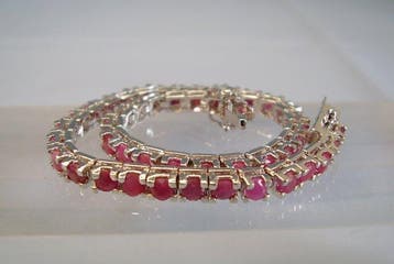 Zonder minimumprijs - Armband Zilver - 6.90ct. tw. Robijn -, Nieuw