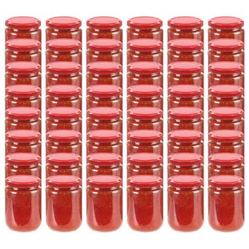 vidaXL Jampotten met rode deksels 48 st 230 ml glas, Verzenden, Nieuw