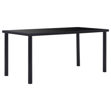 vidaXL Eettafel 160x80x75 cm gehard glas zwart, Verzenden