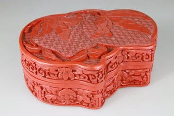Boite Chine Rouge - Resine Imitant la laque Cinnabar - Chine