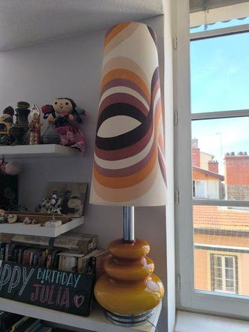 Lampadaire - Verre, Métal, Fabric