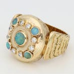 Bague - 18 carats Or jaune Diamant (Naturelle) - Opaal, Nieuw