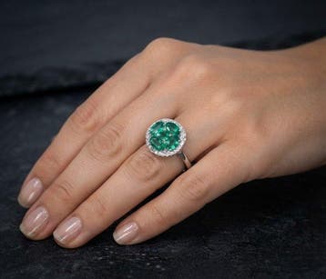 Zonder minimumprijs - Ring Zilver - 1.28ct. tw. Smaragd, Nieuw