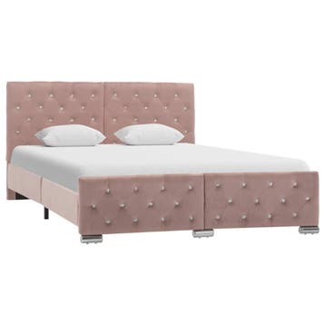 vidaXL Bedframe fluweel roze 140x200 cm, Huis en Inrichting, Verzenden, Nieuw