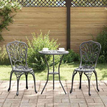 vidaXL Tuin Bistro Set 3 st Zwart Aluminium, Tuin en Terras, Verzenden, Nieuw
