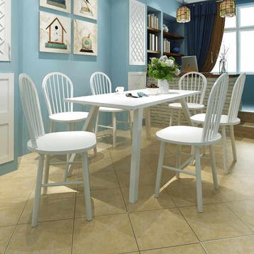 vidaXL Eetkamerstoelen 6 st massief rubberwood wit, Huis en Inrichting, Verzenden, Nieuw