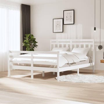vidaXL Bedframe massief grenenhout wit 160x200 cm, Verzenden, Nieuw