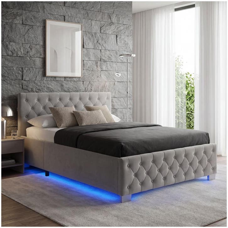 Gestoffeerd bed met LED-strips & opbergruimte, Electroménager, Électroménager & Équipement Autre, Envoi