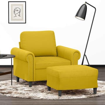 vidaXL Fauteuil met voetenbank / zetel 60 cm fluweel geel, Verzenden, Nieuw