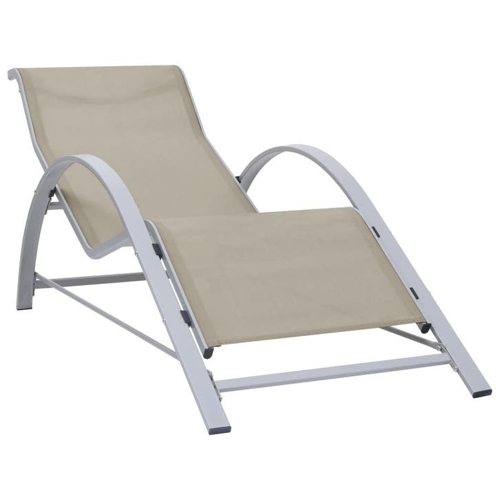 vidaXL Ligbed textileen en aluminium crèmekleurig, Jardin & Terrasse, Chaises longues, Envoi