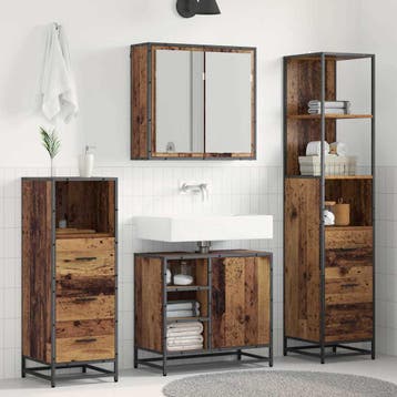 vidaXL Badkamermeubel Set met lade 3 pcs Oud Hout Bewerkt, Verzenden, Nieuw