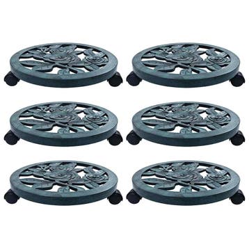 vidaXL Plantentrolleys 6 st 38 cm kunststof groen, Tuin en Terras, Verzenden, Nieuw