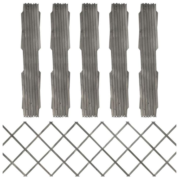 vidaXL Tuinlatwerken 5 st 180x60 cm massief vurenhout grijs, Tuin en Terras, Tuinhekken en Hekwerk, Nieuw, Verzenden