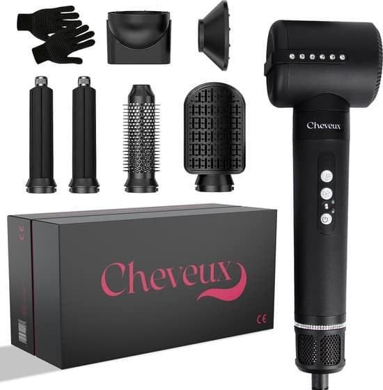 Cheveux 7-in-1 Airstyler PRO Zwart - Krultang - Fohnborstel, Handtassen en Accessoires, Uiterlijk | Haarverzorging, Zo goed als nieuw