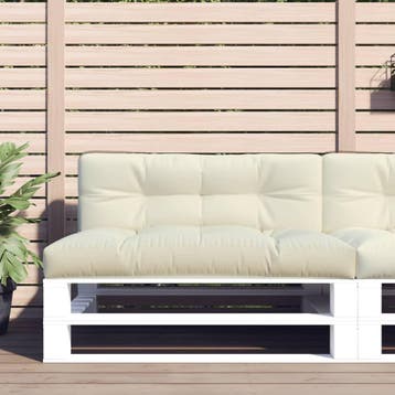 vidaXL Palletkussen 120x40x12 cm stof crèmekleurig, Verzenden, Nieuw