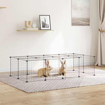 vidaXL Huisdierenkooi met deur 20 panelen 140x70x35 cm staal, Dieren en Toebehoren, Verzenden, Nieuw