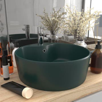 vidaXL Wastafel met overloop 36x13 cm keramiek mat, Verzenden, Nieuw
