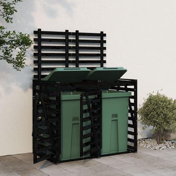 vidaXL Containerberging dubbel massief grenenhout zwart, Doe-het-zelf en Bouw, Verzenden