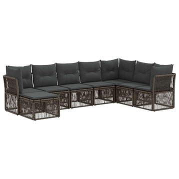 vidaXL Tuinbank Set 8 pcs Grijs poly rattan, Verzenden, Nieuw