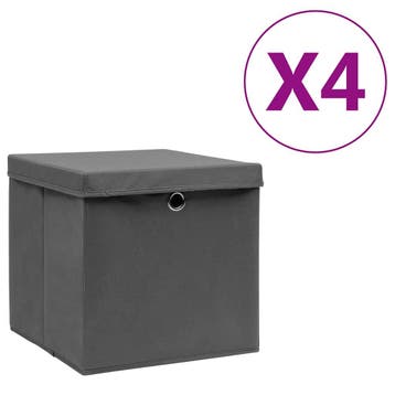 vidaXL Opbergboxen met deksel 4 st 28x28x28 cm zwart, Bricolage & Construction, Verzenden