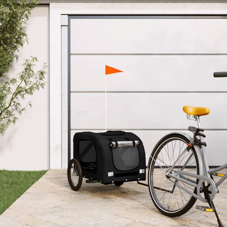 vidaXL Hondenfietstrailer oxford stof en ijzer zwart, Animaux & Accessoires, Autres accessoires pour animaux, Envoi
