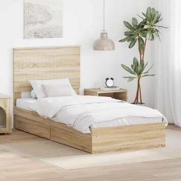 vidaXL Opbergbed met lade Sonoma Eik 90 x 200 cm Bewerkt, Verzenden