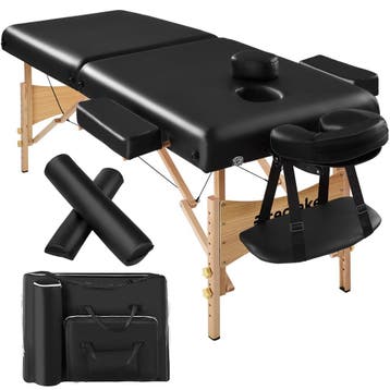 tectake Massagetafel-set met 2 zones, 7,5cm matras en houten, Verzenden, Nieuw