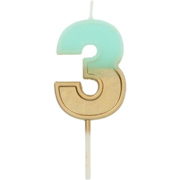 Kaars 3 Jaar Retro Mint Groen 5cm, Verzenden, Nieuw