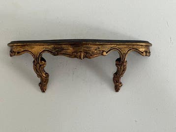 Wandrek - Hout, bladgoud - Legbord met bladgoud