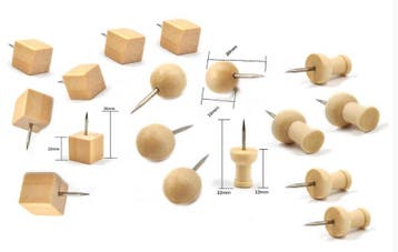 Set van 90 houten punaises, 3 vormen, Doe-het-zelf en Bouw, Verzenden, Nieuw