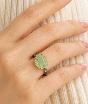 925 zilver, zwart gerhodineerd, 7 ct turmalijn - Ring