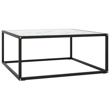 vidaXL Salontafel met wit marmerglas 80x80x35 cm zwart, Verzenden, Nieuw
