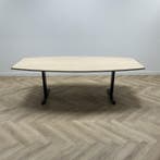 verstelbare vergadertafel 240x120 cm, licht eiken - zwart, Gebruikt, Bureau