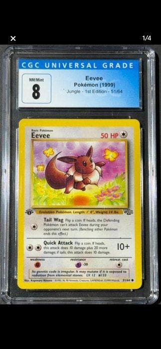 Pokémon - 1 Graded card - Eevee, Jungle - 1st Ed. - CGC 8 -