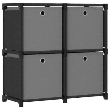 vidaXL Kast met 4 vakken met boxen 69x30x72,5 cm stof zwart, Huis en Inrichting, Kasten | Boekenkasten, Verzenden, Nieuw