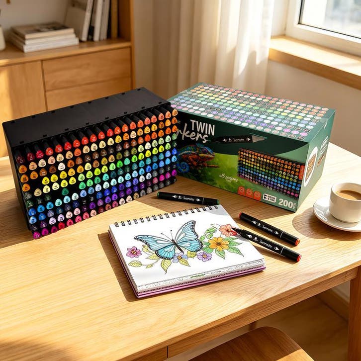 Coffret de marqueurs à double pointe XXL DécoTime - 200, Hobby & Loisirs créatifs, Peinture, Neuf, Envoi